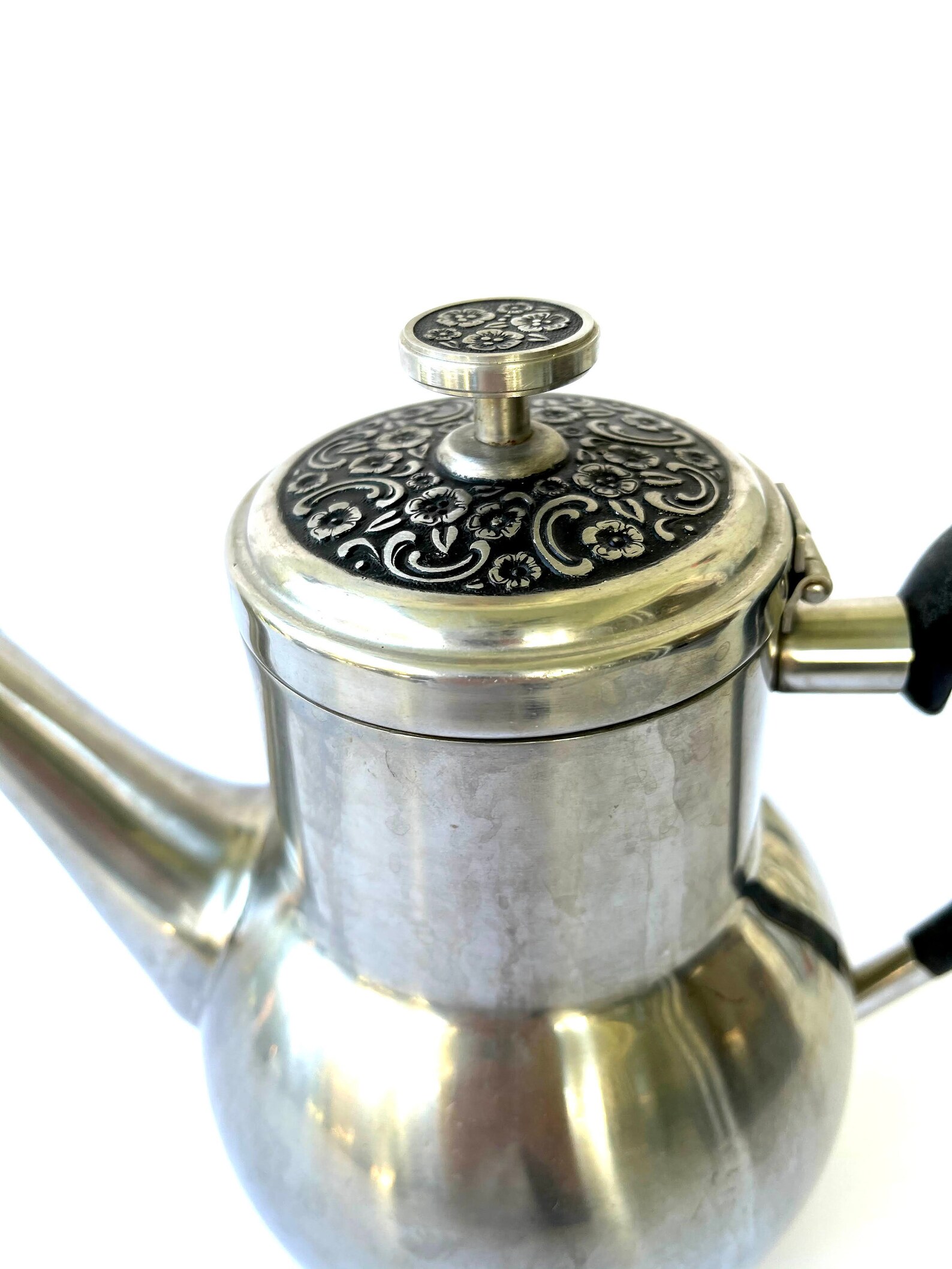 Vintage Stainless Oneida Teapot Floral Pattern Oneida Made Etsy