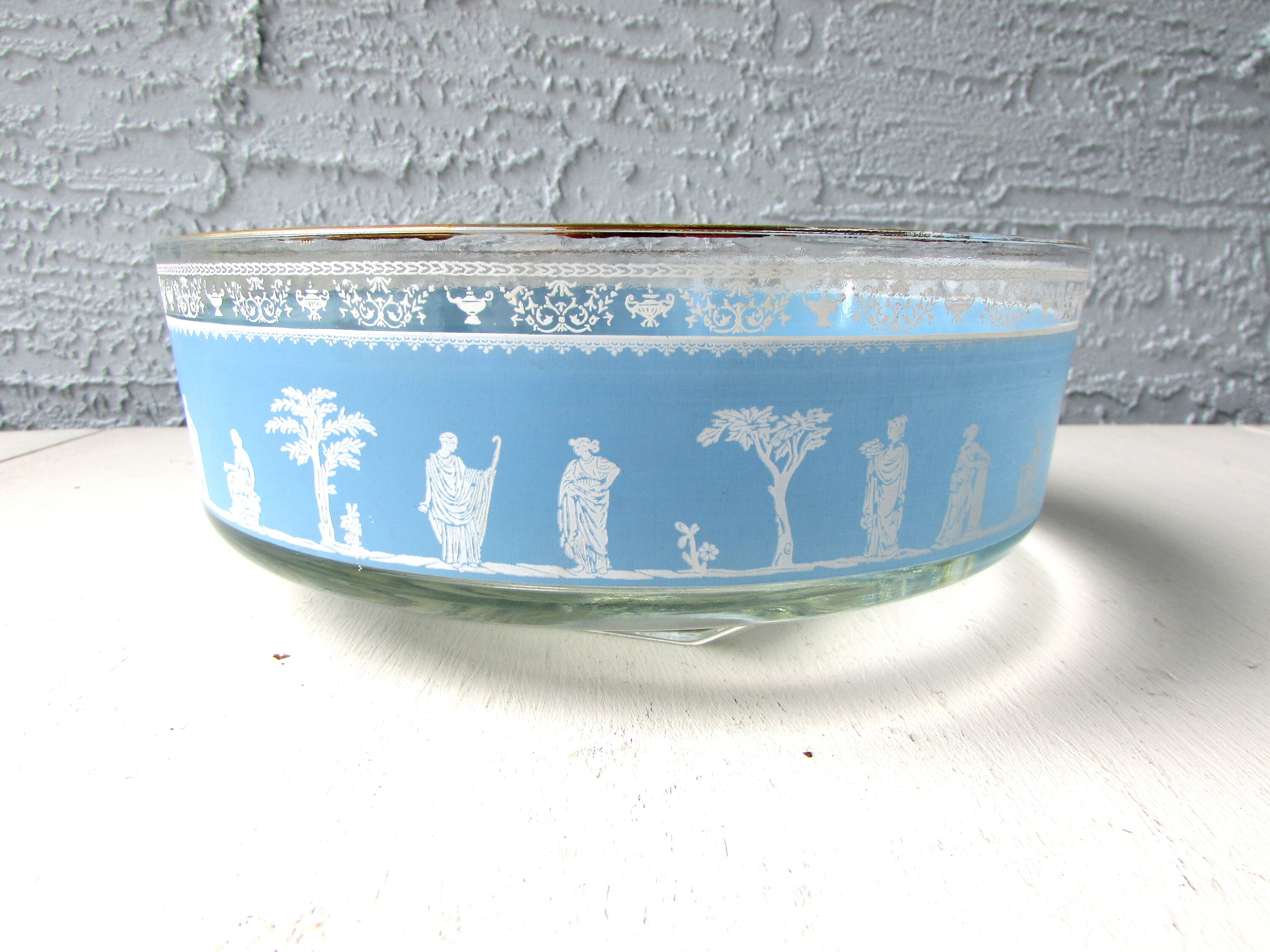 Vintage Jeanette Glass Salad Bowl: Jasper Blue Hellenic Greek
