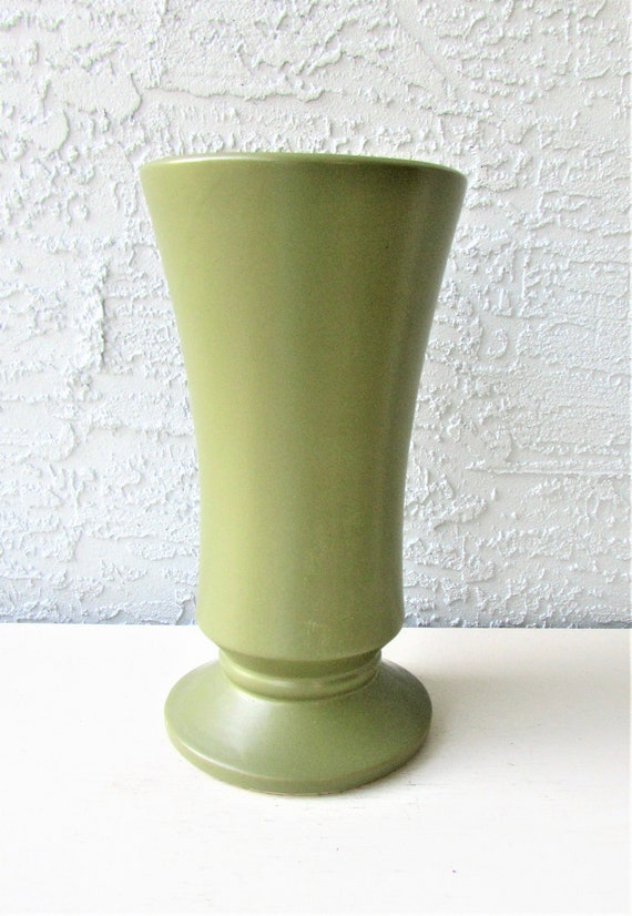 Olive Green Mccoy Floraline Vase Number 482 Tall Cut Etsy