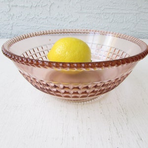 Vintage Pink Pressed Glass Bowl - Dusty Pink Glass -Serving Bowl