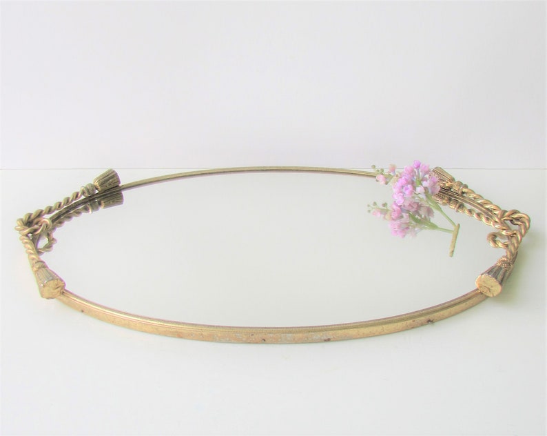Mid Century Brass Vanity Mirror Tassel Decoration Mid Century Brass Vanity Mirror Tassel