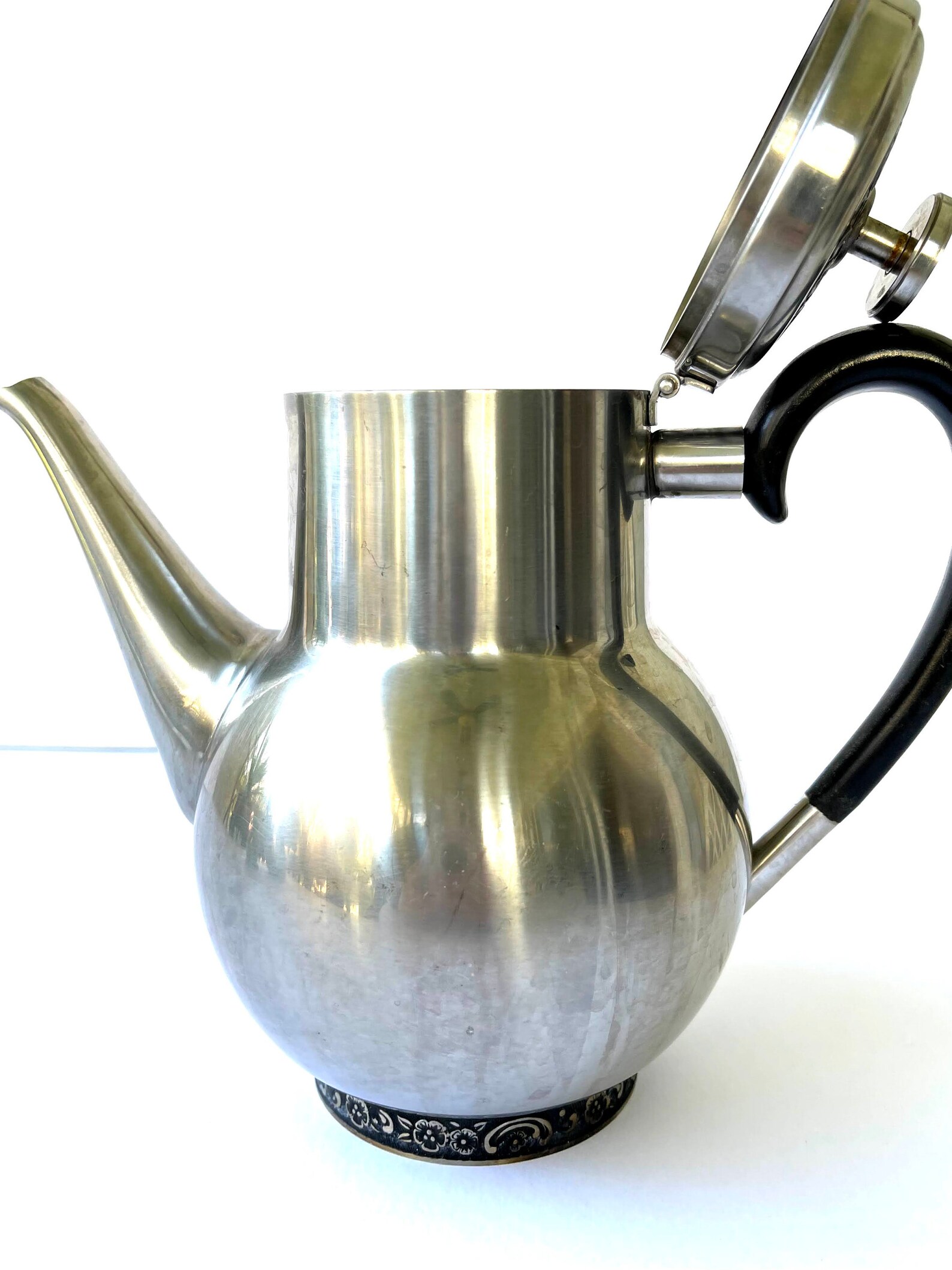 Vintage Stainless Oneida Teapot Floral Pattern Oneida Made Etsy UK