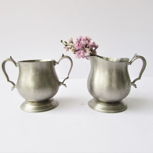 Vintage Poole Pewter Creamer and Sugar Bowl - 1973 -