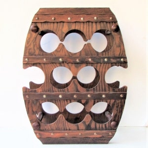 Vintage Wooden Wine Rack - Vintage Wine Rack Barrel Design  - Vineyard Bottle Rack