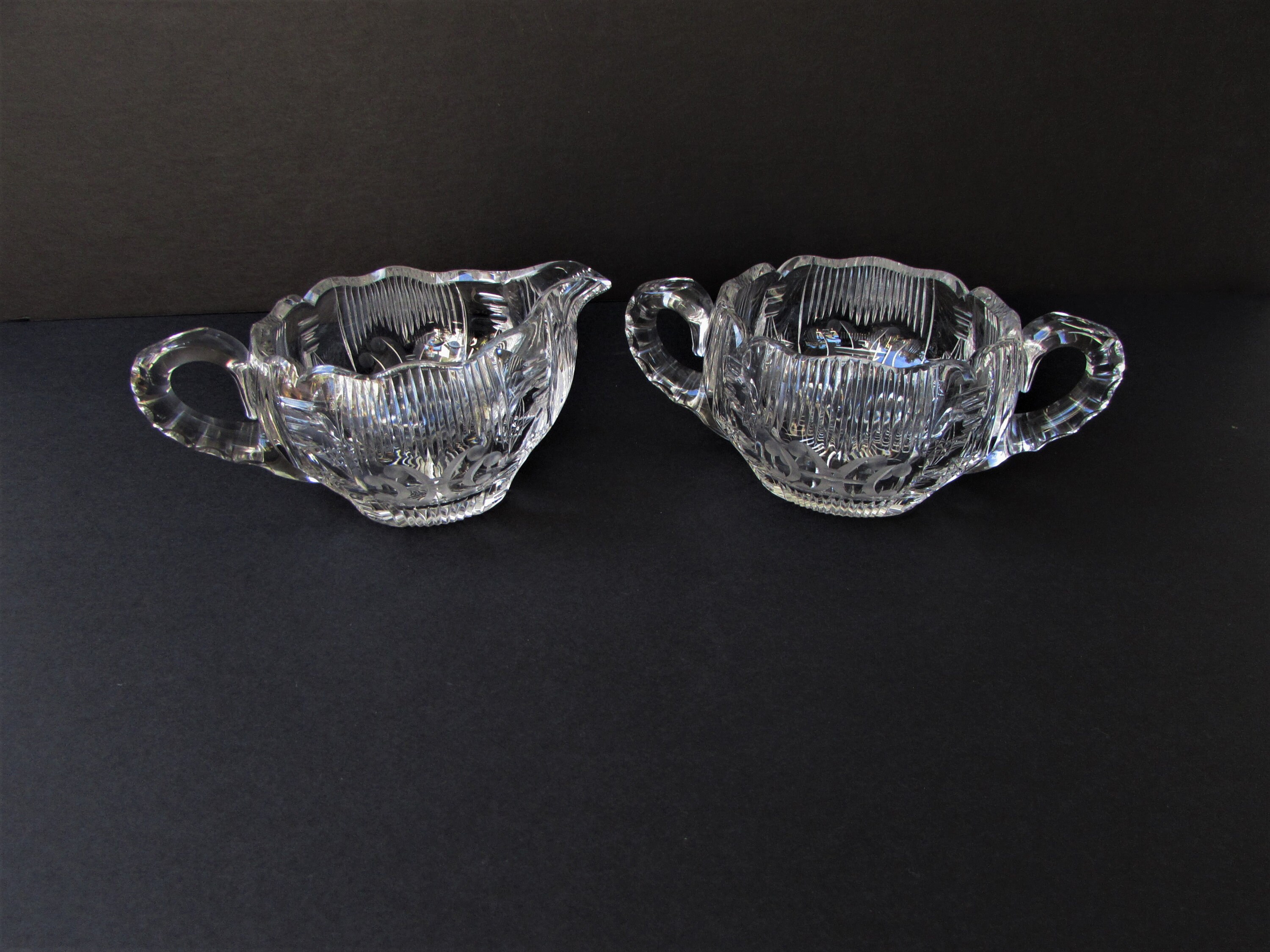 Vintage Crystal Cream and Sugar Set Cut Crystal Creamer and Etsy