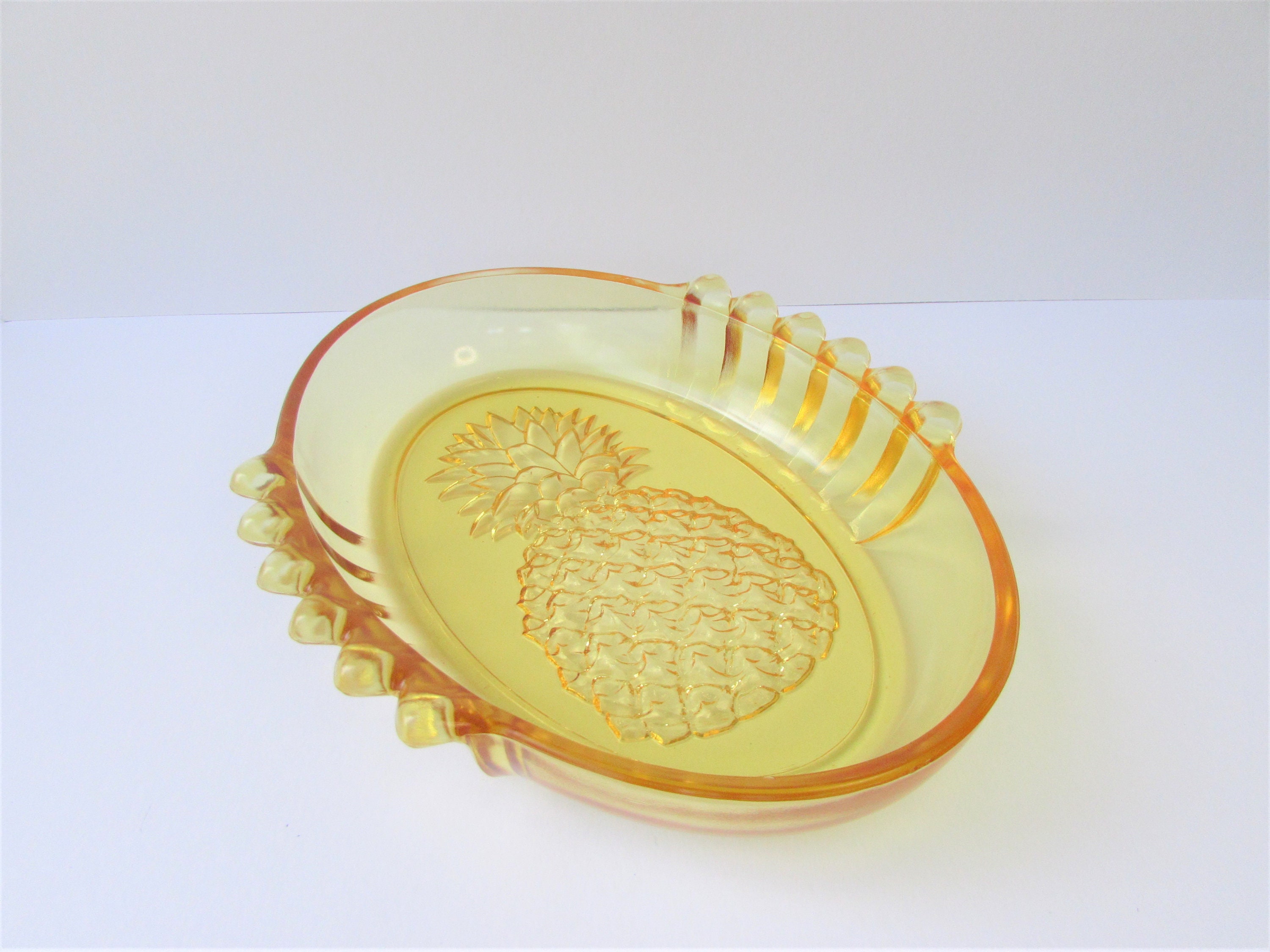 Yellow Pineapple Glass Serving Dish Indiana Glass Pineapple Etsy