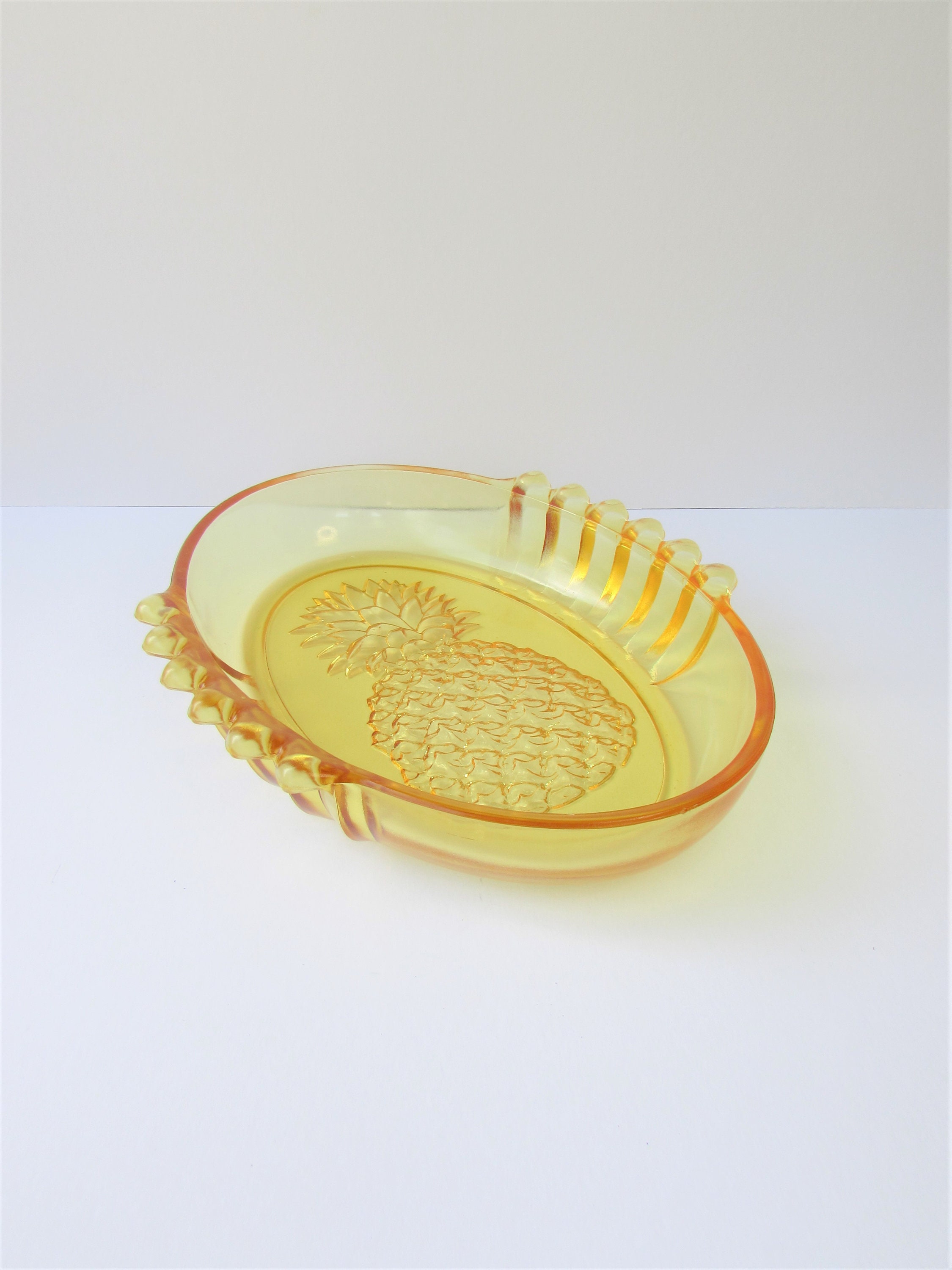 Yellow Pineapple Glass Serving Dish Indiana Glass Pineapple Etsy