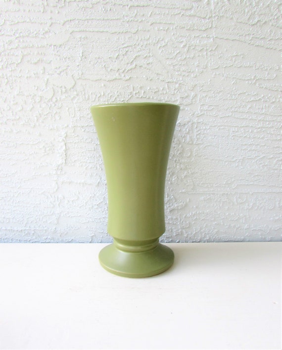 Olive Green Mccoy Floraline Vase Number 482 Tall Cut Etsy