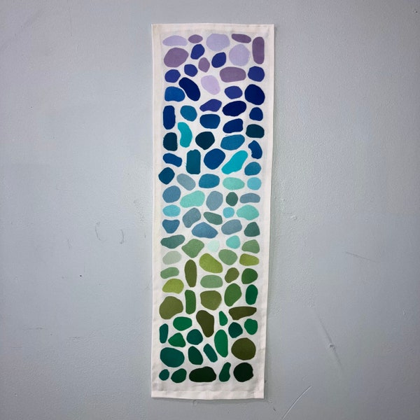 Ombre sea glass fabric collage wall hanging tapestry