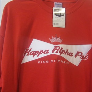 Kappa Alpha Psi King of Frats embroidered t-shirt, Size 2XL, Red, Greek Fraternity Gear