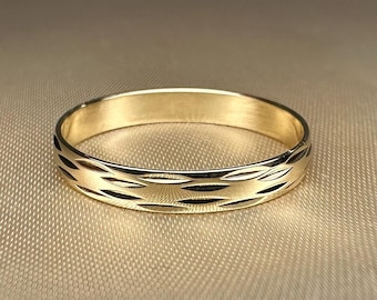 German 8k Yellow Gold Band, Art Deco Band, US size 7 1/2