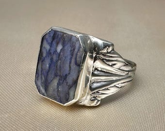 Antiker Sodalith Siegelring, 835 Silber