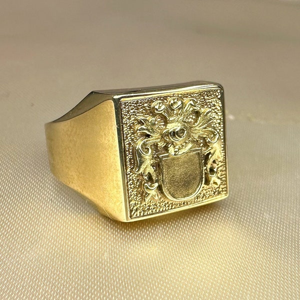 Vintage German Men's Signet Ring, 8k Gold, US Size 9