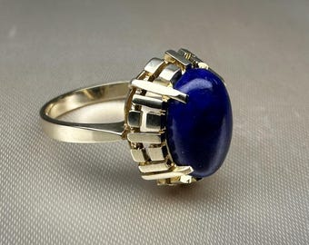 Antiker deutscher 333 Gold Lapis Lazuli Ring, Cocktail Ring