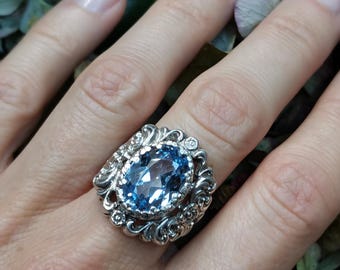 1930s Art Deco Silber Spinell Cocktail Ring - Größe 16 1/2