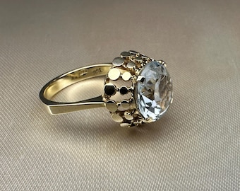 Antiker deutscher 8k Gold Spinell Ring, Cocktail Ring, US Größe 6 3/4