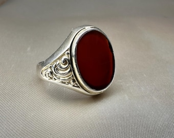 Vintage Karneol Siegelring, Art Deco, US Größe 9 3/4