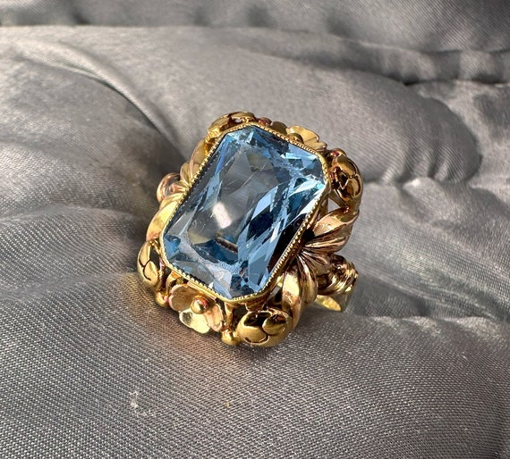German Blue Spinel Ring, Antique Ladies Ring, 14k… - image 7