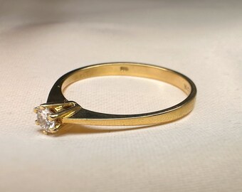 Bague Solitaire En Or Jaune 14 Carats - Taille 54 (7 US) Avec Diamant 2cts D VVS1 Synthétique