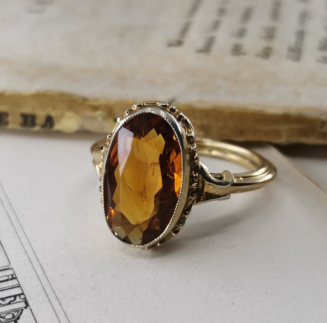 Antique German Silver Citrine Ring US Size 6 3/4 - Etsy