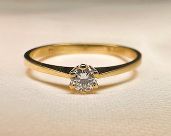 Vintage 14k Gold Diamant Solitär Ring - US Größe 7 1/4