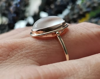 アンティークドイツ製 14K ゴールド クォーツ カボション リング - US