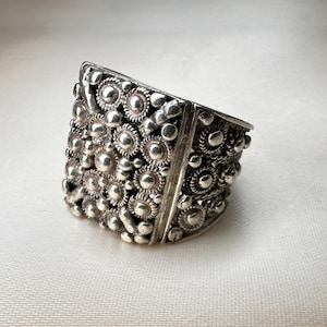 Silver Filigree Signet Ring, Early 20th century, Unisex Ethnic Ring, US size 8