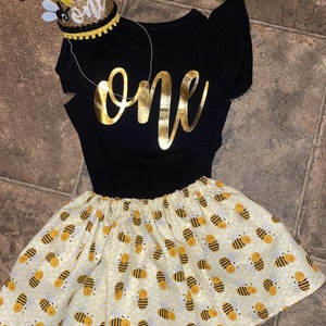 Bee theme 1st birthday outfit