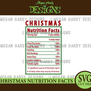 Étiquette nutritionnelle de Noël SVG