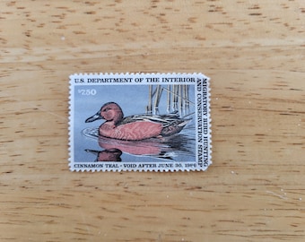 1986 Federal Duck Stamp Catalog #RW52 Cinnamon Teal By Gerald Mobley Great Vintage Stamp Collectible!