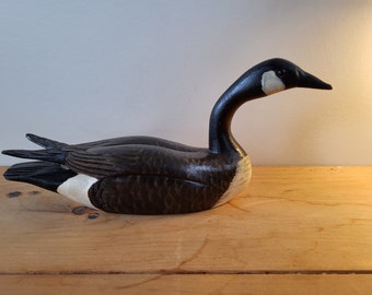 Vintage Canadian Goose Wood Carving By M H Gould, of Anson ME and Cape Cod, 1978, Beautiful!  Rare!
