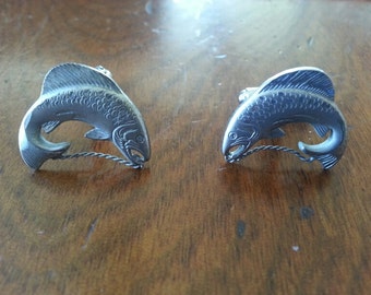 Trout Fish Cuff Links Vintage Pewter Great Gift!