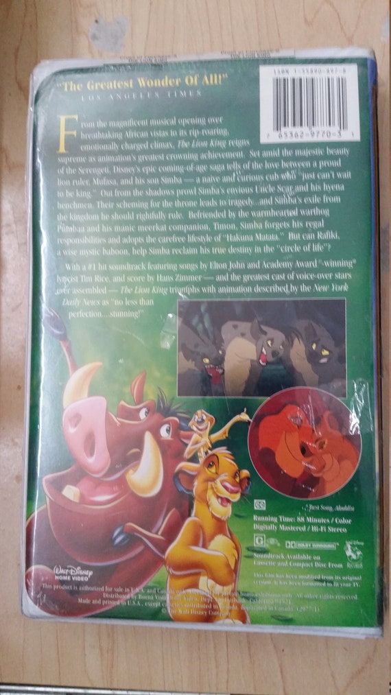 The Lion King Disney Classic Masterpiece Collection 1995 VHS