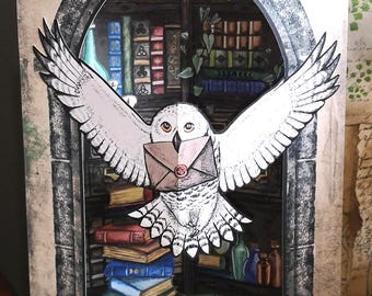Wizard Birthday Card: Pop Up Owl and Books