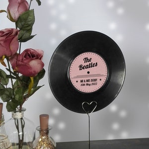 Real Vinyl Record Table Names Custom Wedding Party 7 inch 7" 45s Music Festival Rock Metal Rockabilly Vintage Personalised Centrepiece