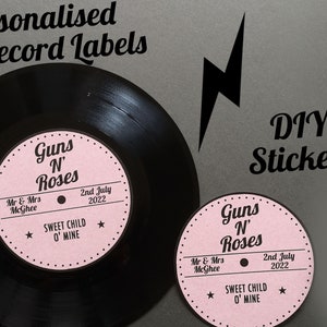 Personalised Record Label STICKERS For 7" Vinyl Record Table Names Custom Wedding 7 inch Music Festival Rock Rockabilly Vintage Centrepiece