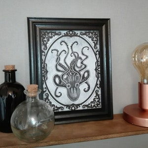 Kraken Print Gothic Home Décor Octopus Steampunk Wall Art Gift Pirate Goth Alternative Grey Black Rock n Roll Eclectic Dark Delicious image 5