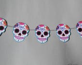 Sugar Skull Bunting Blue Turquoise Wedding Party Decoration Tattoo Rockabilly Party Day of the dead candy skull garland