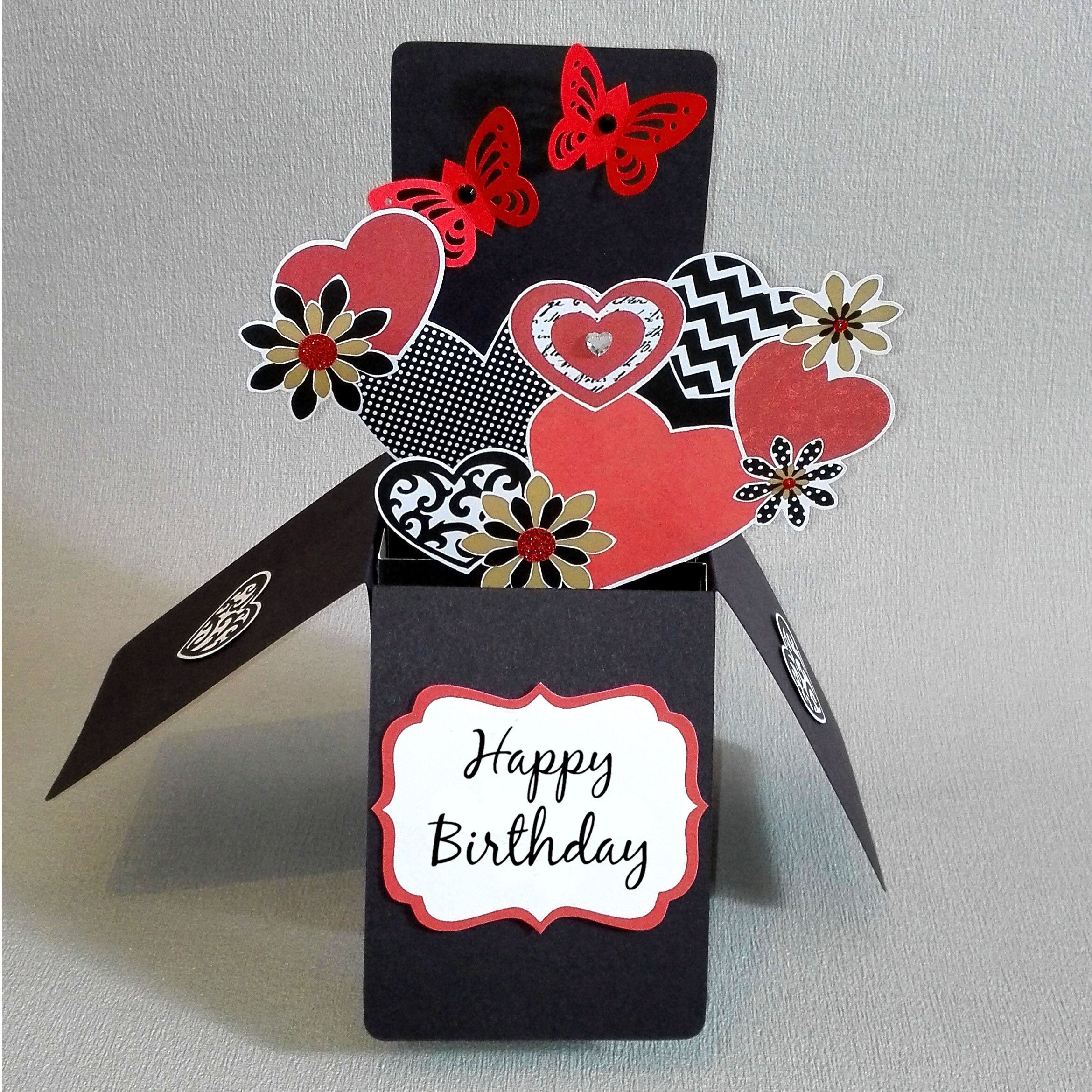 Pop up Birthday Card Butterfly Gothic Rockabilly Hearts and - Etsy