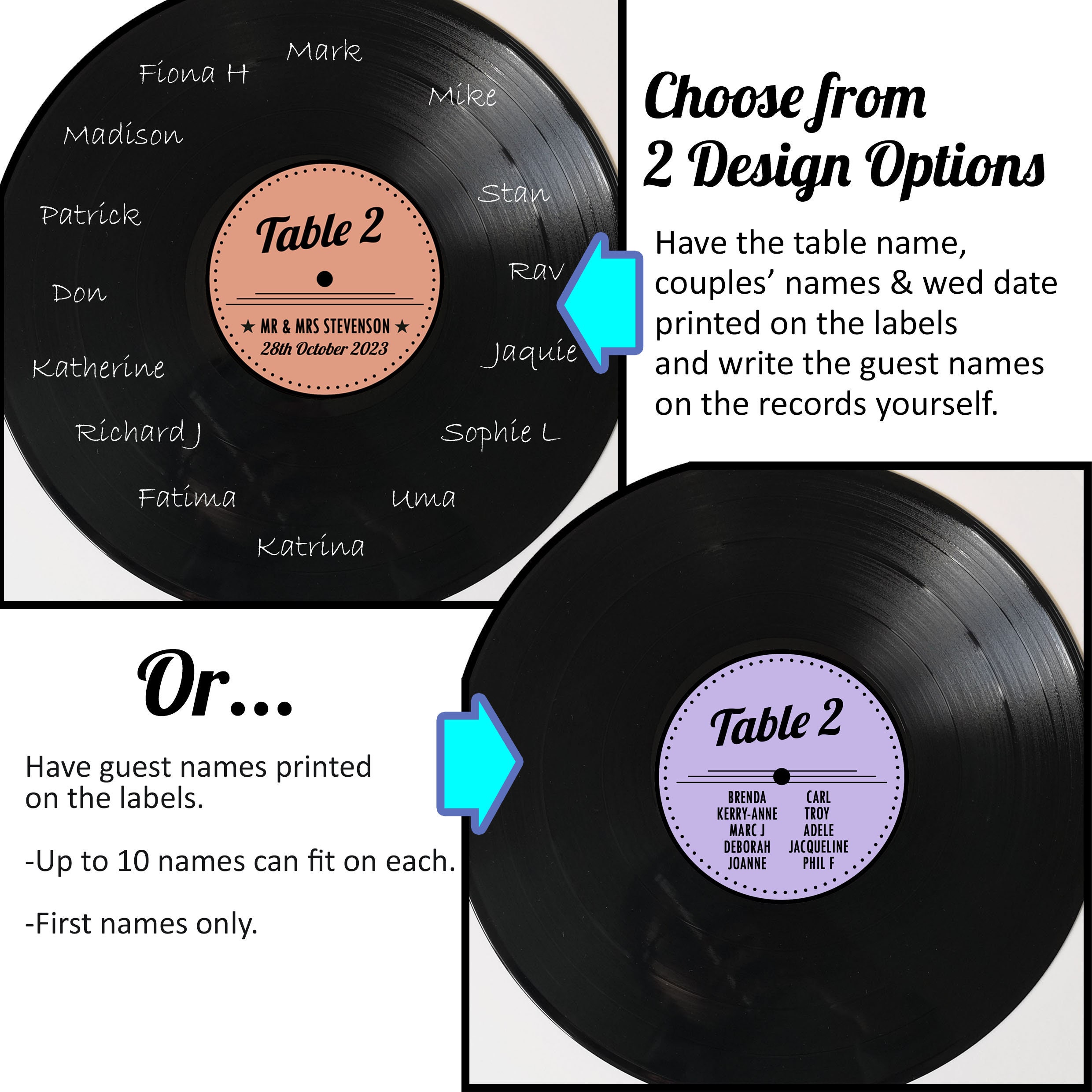 DIY Record Table Plan Label STICKERS for 12