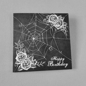 Cobweb Birthday Card Gothic Goth Witch Alternative Spider Web Spooky Gothabilly Grunge Halloween