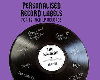 Record Guest Book Label STICKERS For 12" Vinyl LP Personalised Heavy Metal Wedding