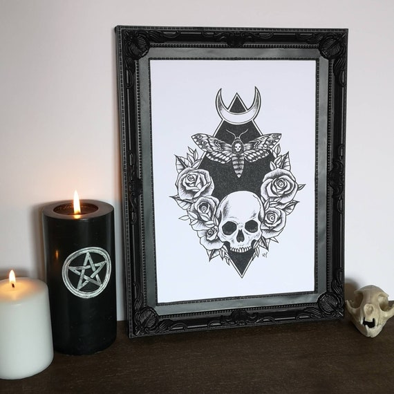 Mini Human Skull Frame, Gothic Gifts,bespoke Birthday Gifts for Him, Witchy  Home Decor, Gothic Frames,gothic Home Decor,human Skull Wall Art 