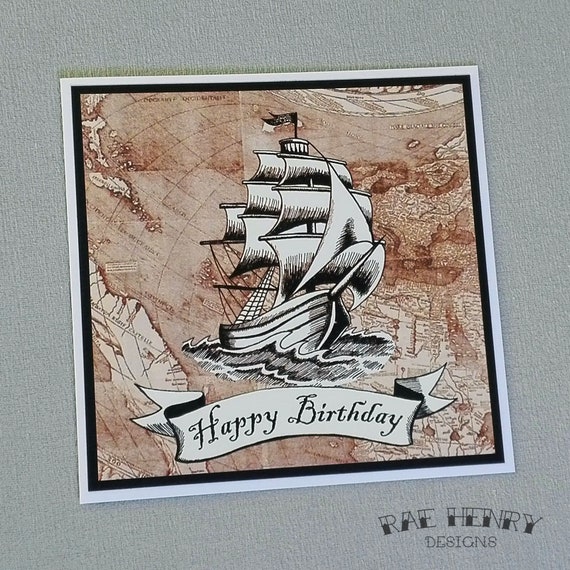 Vintage Carte Anniversaire Bateau Bateau Tattoo Steampunk Etsy