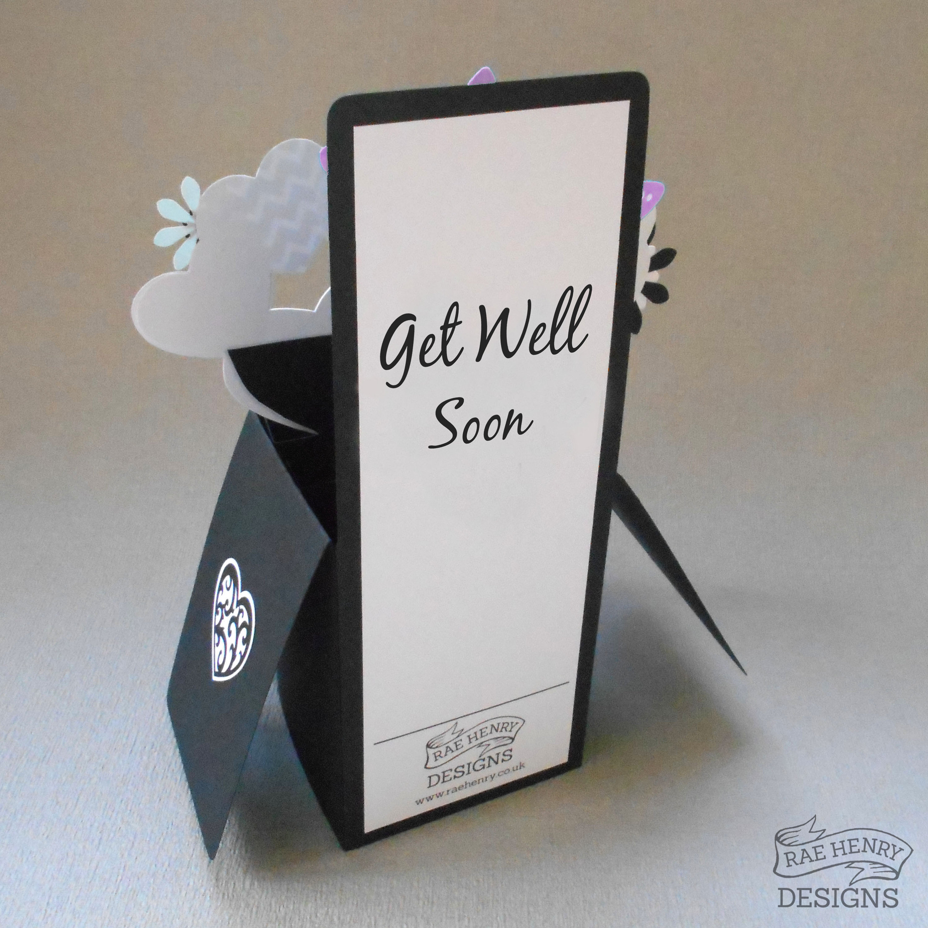 Get Well Soon Card Pop Up 3-D Butterfly Hearts and Flowers | Etsy