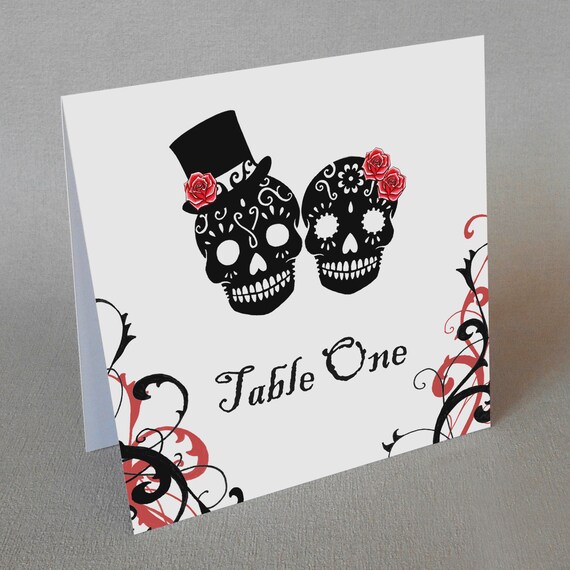 Sugar Skull Table Numbers Tattoo Gothic Wedding Decorations Etsy