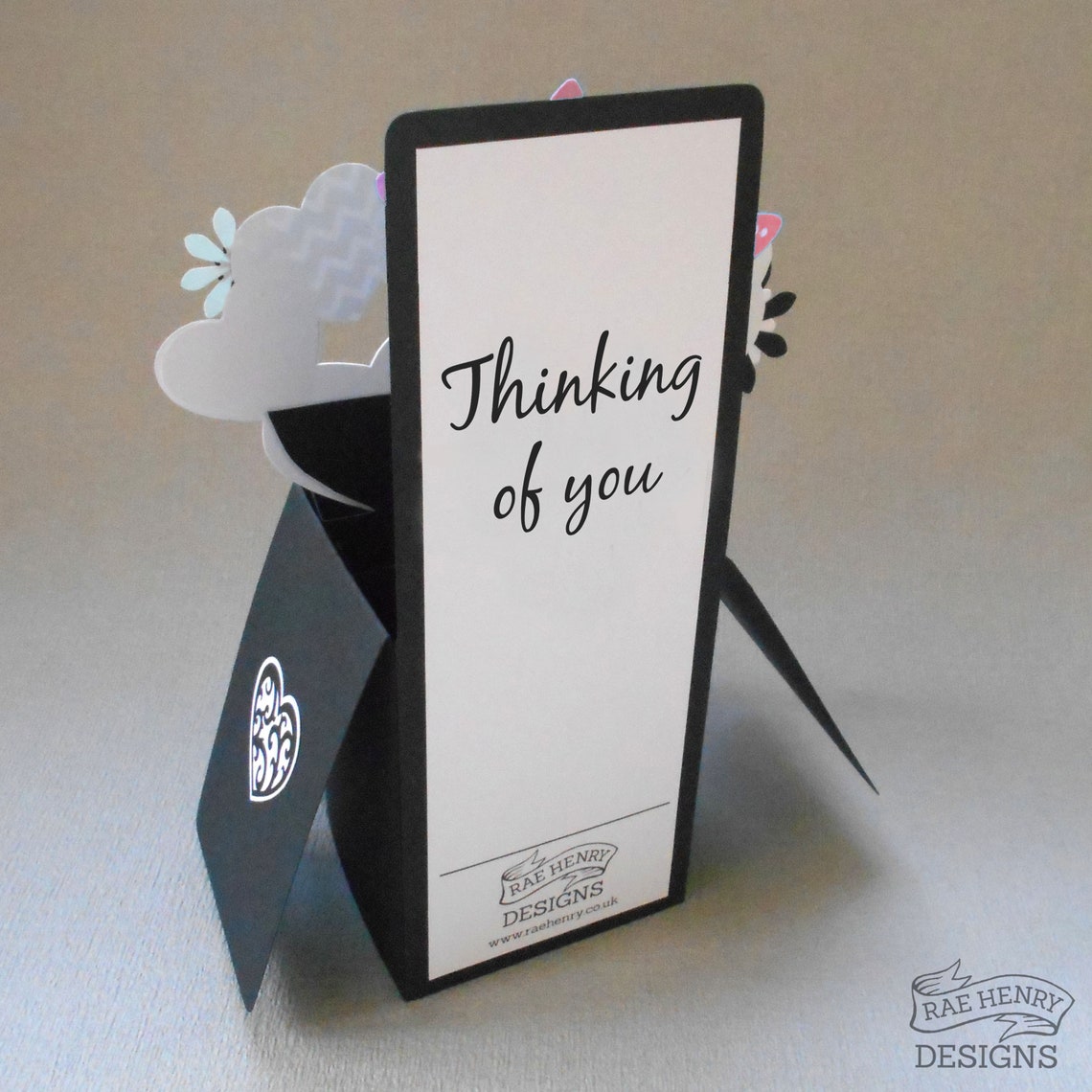 Thinking of You Card Pop up 3D Butterfly Hearts and Flowers Etsy