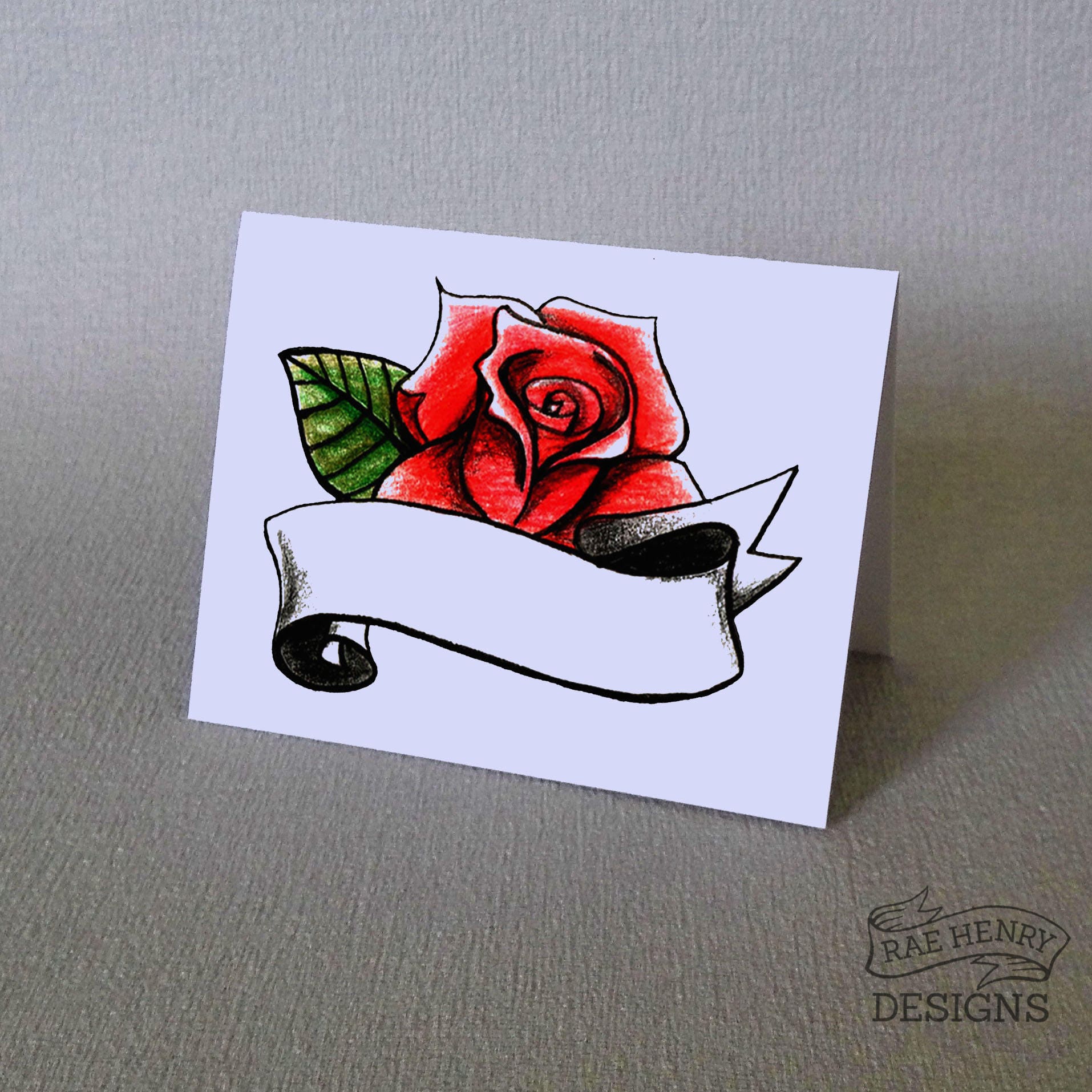 Rose Tattoo Place Cards Pack Of 10 Rockabilly Wedding Table Etsy