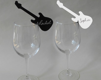 10 Guitar Place Cards Black or White Wine Glass Decoration Music Themed Name Cards Wedding Party Rock n Roll Music Festival Alternative Punk