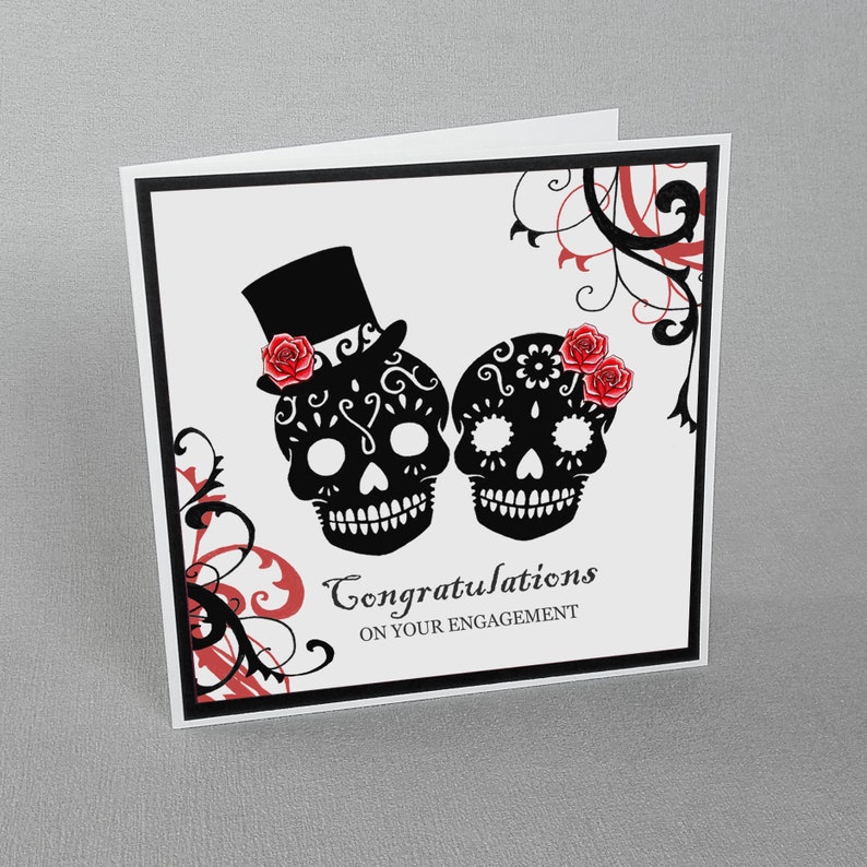 10 Red Sugar Skull Place Name Cards Rockabilly Tattoo Wedding Day of the Dead 